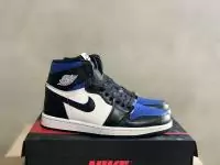 chaussures air jordan 1 mid de black blue 002